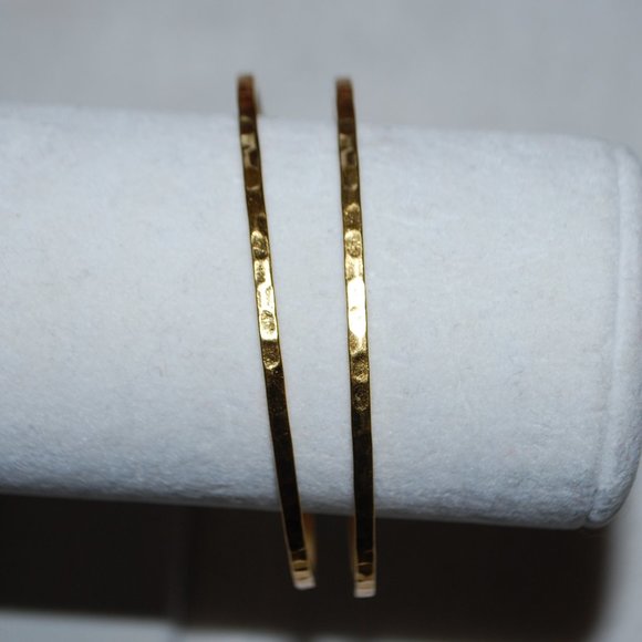 Set of Two Hammered Bangle Bracelets - Picture 2 of 5